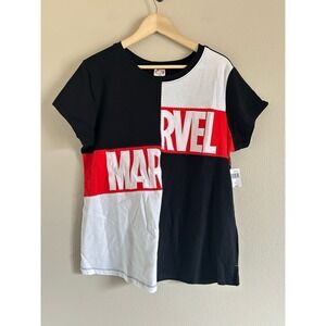 Marvel Logo Color Block Fashion‎ Tshirt Women's XL  Short Sleeve NWT